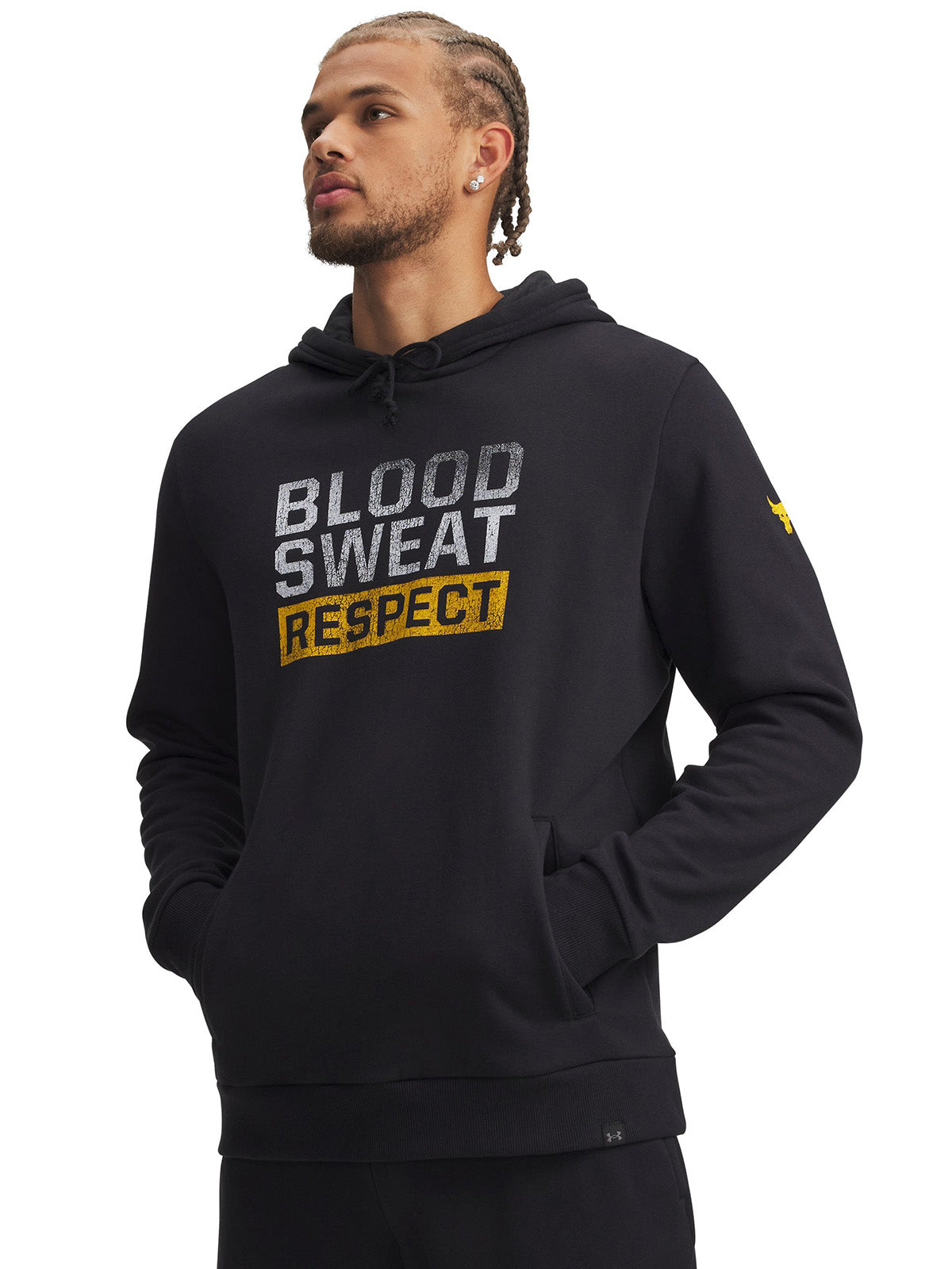 UA Project Rock Rival Fleece Polerón negro para hombre