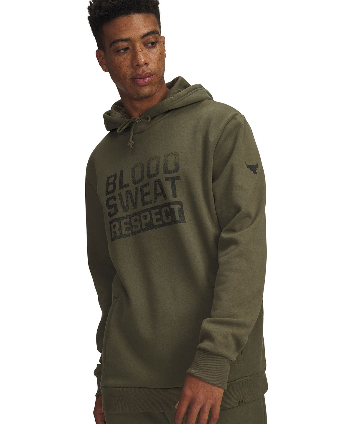 UA Project Rock Rival Fleece Polerón verde para hombre