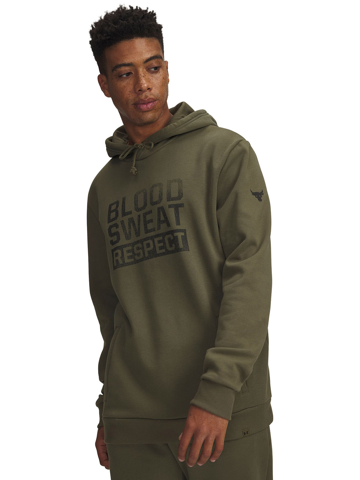 UA Project Rock Rival Fleece Polerón verde para hombre