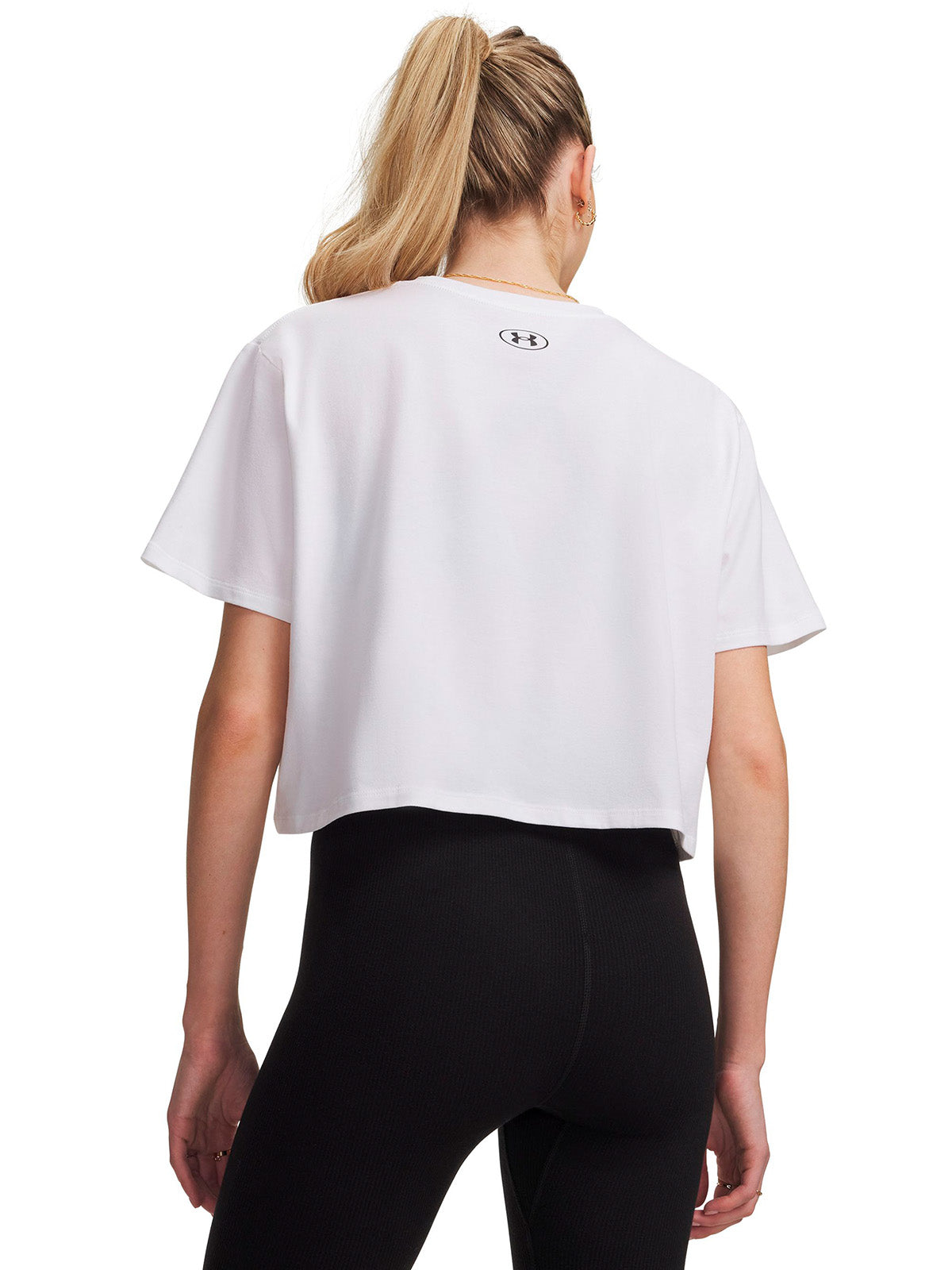 Polera manga corta UA Rival Boxy blanca para mujer