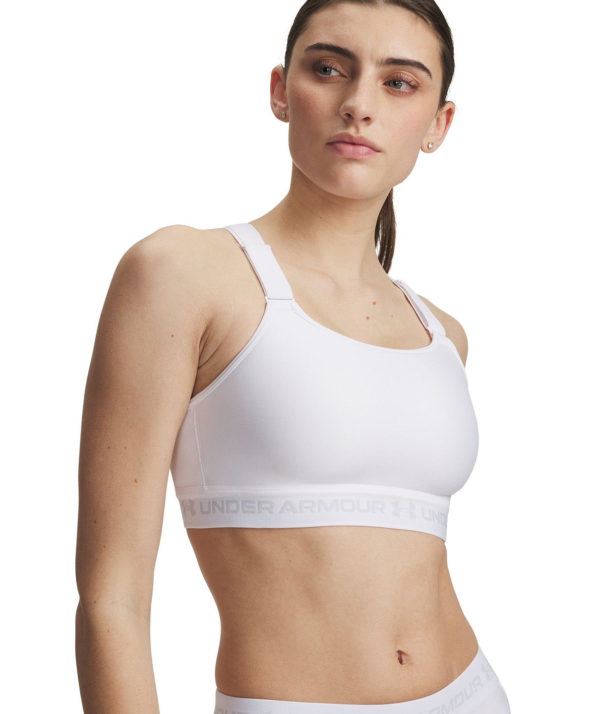 UA HeatGear Crossback High Peto blanco para mujer