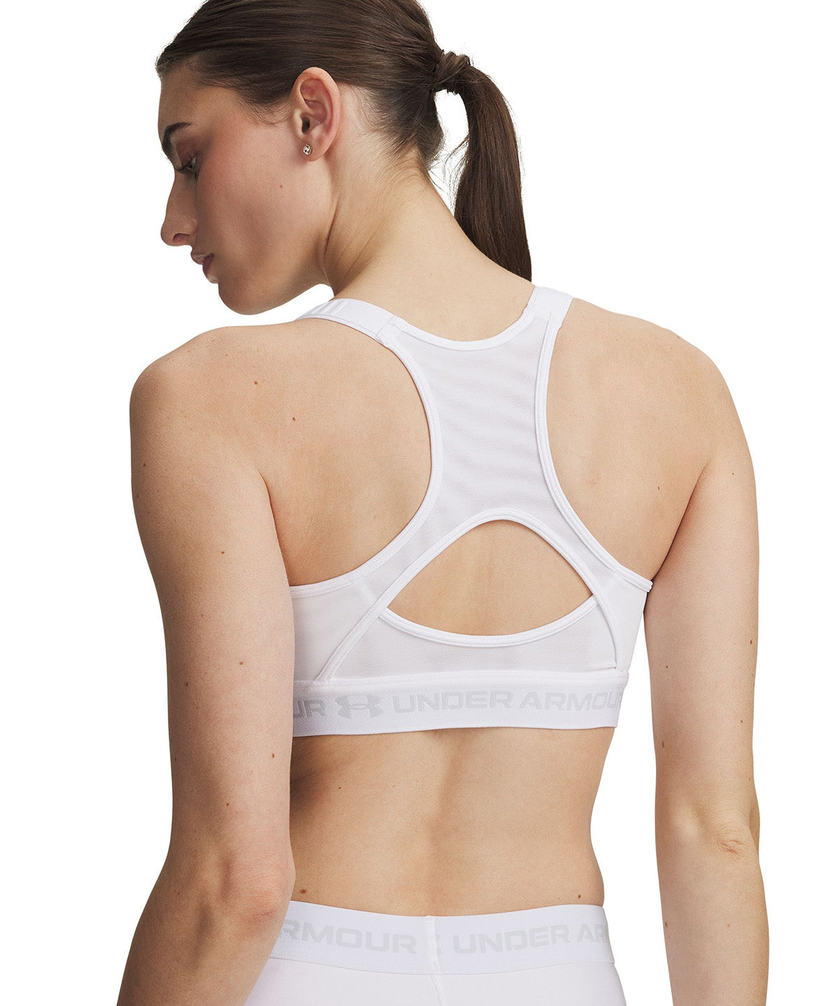 UA HeatGear Crossback High Peto blanco para mujer