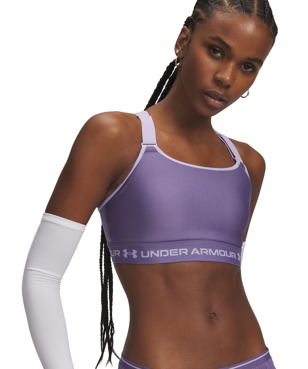 UA HeatGear Crossback High Peto morado para mujer