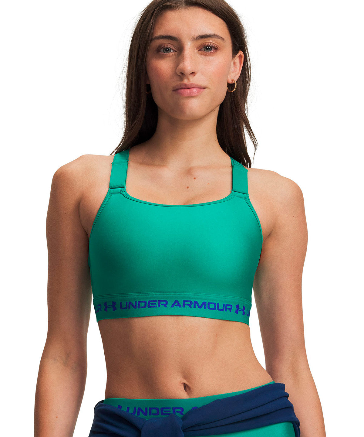 Peto UA HeatGear Crossback High verde para mujer