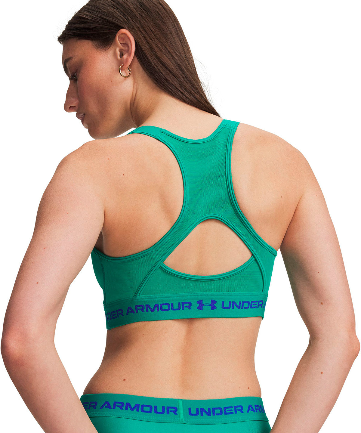 Peto UA HeatGear Crossback High verde para mujer