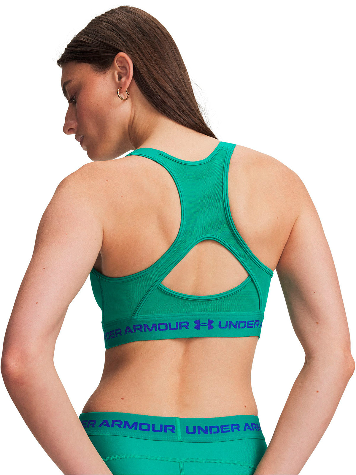 Peto UA HeatGear Crossback High verde para mujer