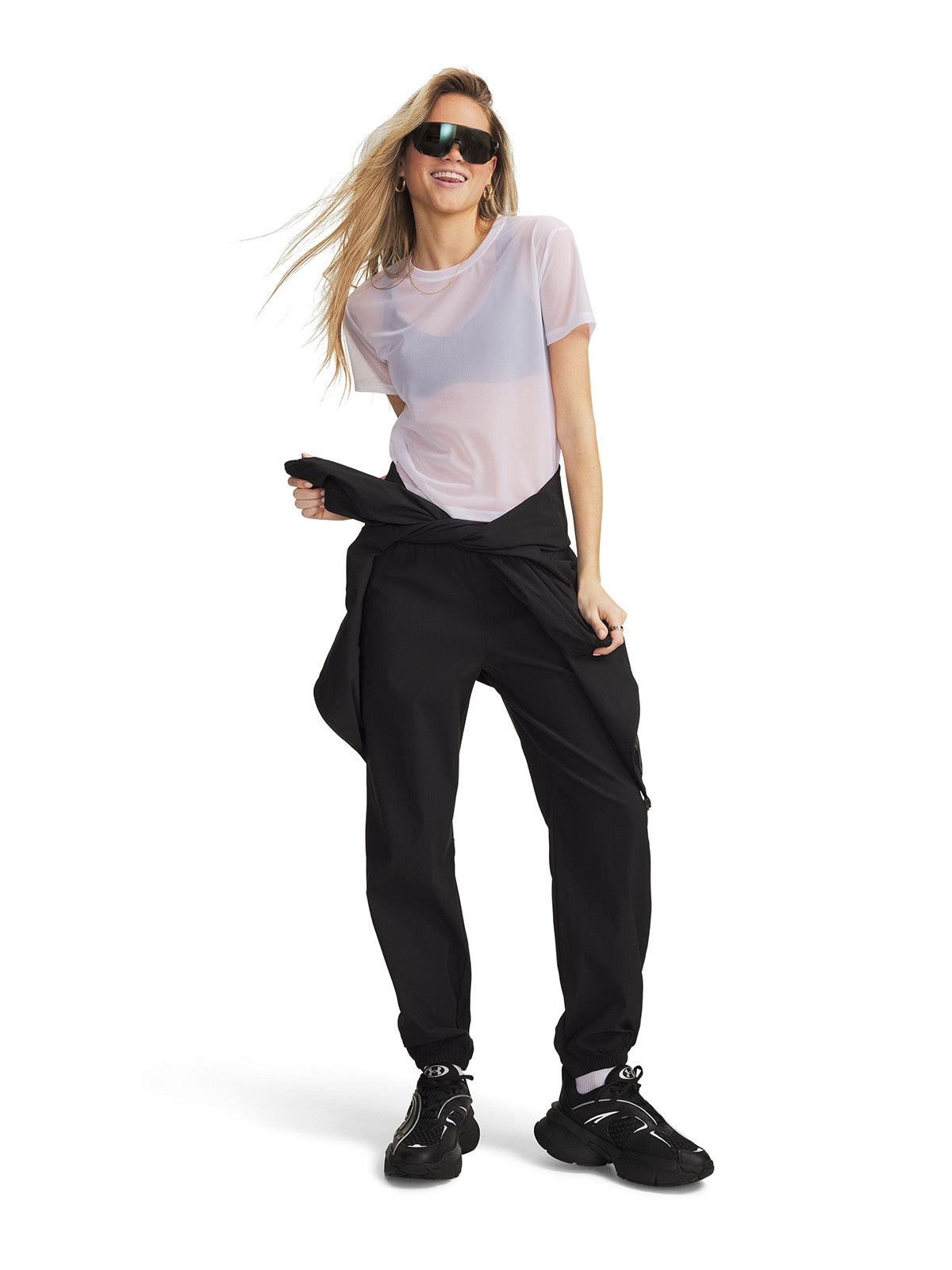 Jogger UA Unstoppable Woven negro para mujer