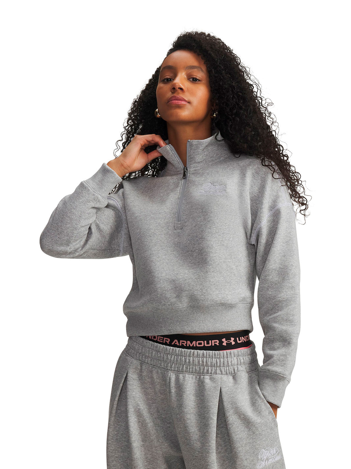 UA Rival Fleece Script gris para mujer