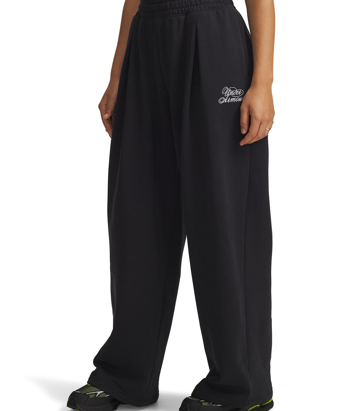 UA Rival Fleece Script Pantalon negro para mujer