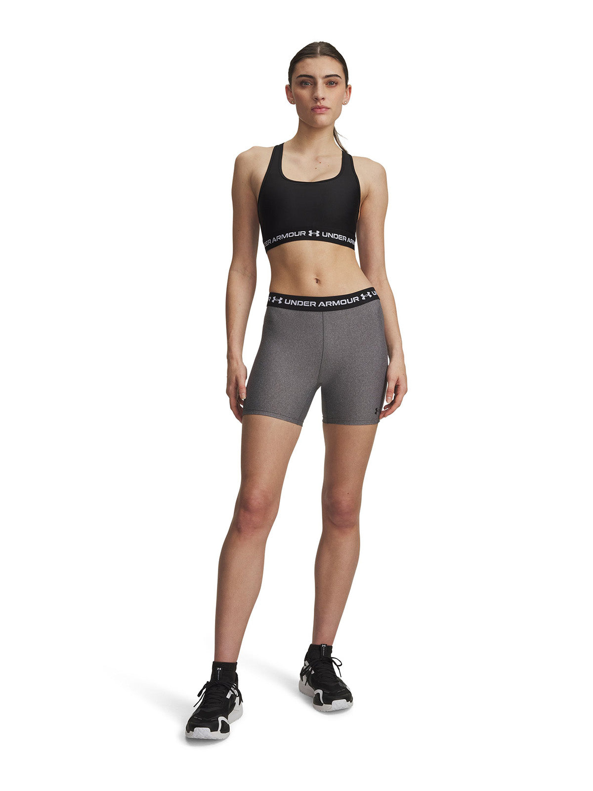 Calza UA HeatGear Middy Shorts gris para mujer