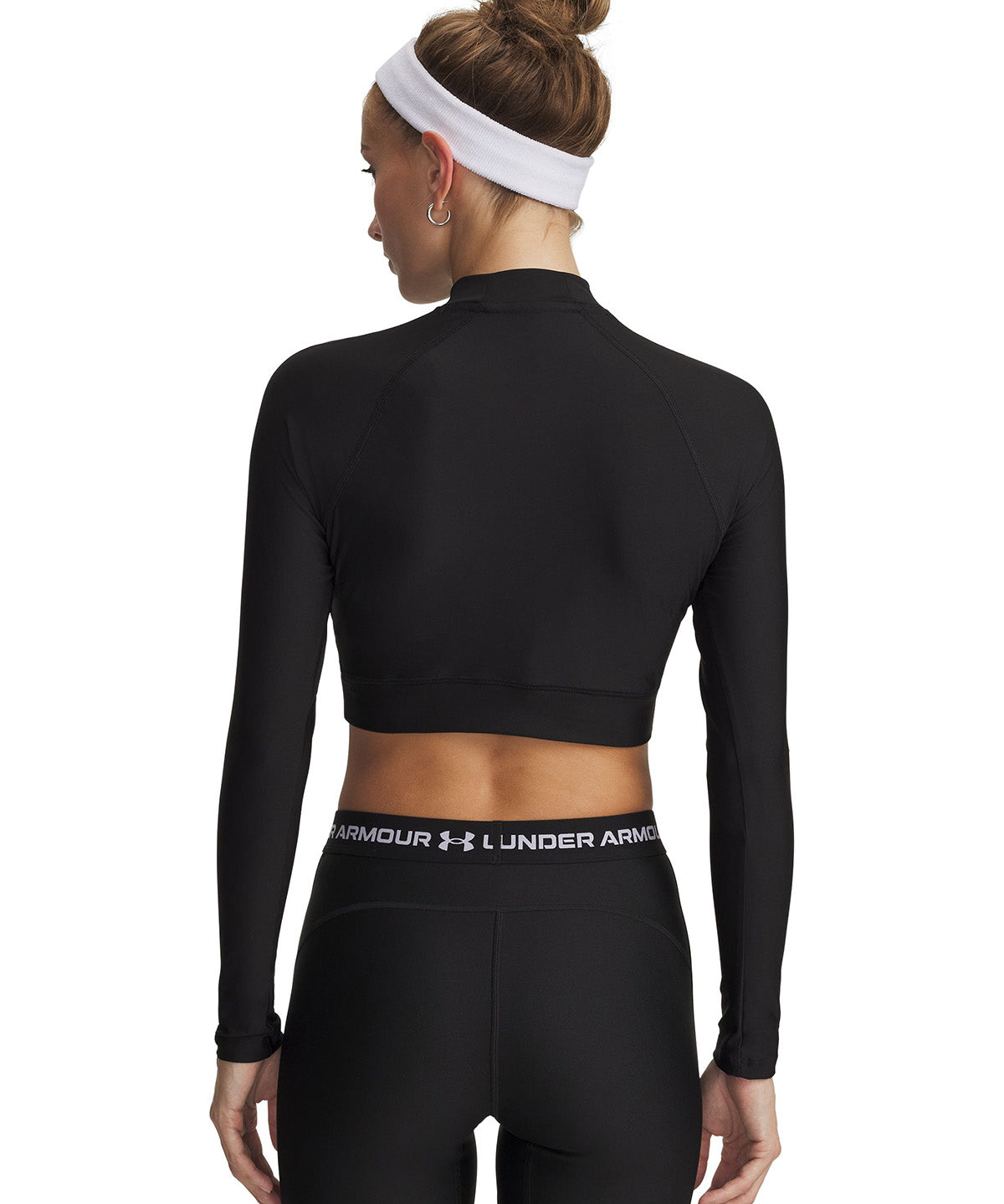 UA HeatGear Crop Mock LS Primera Capa Superior negro para mujer