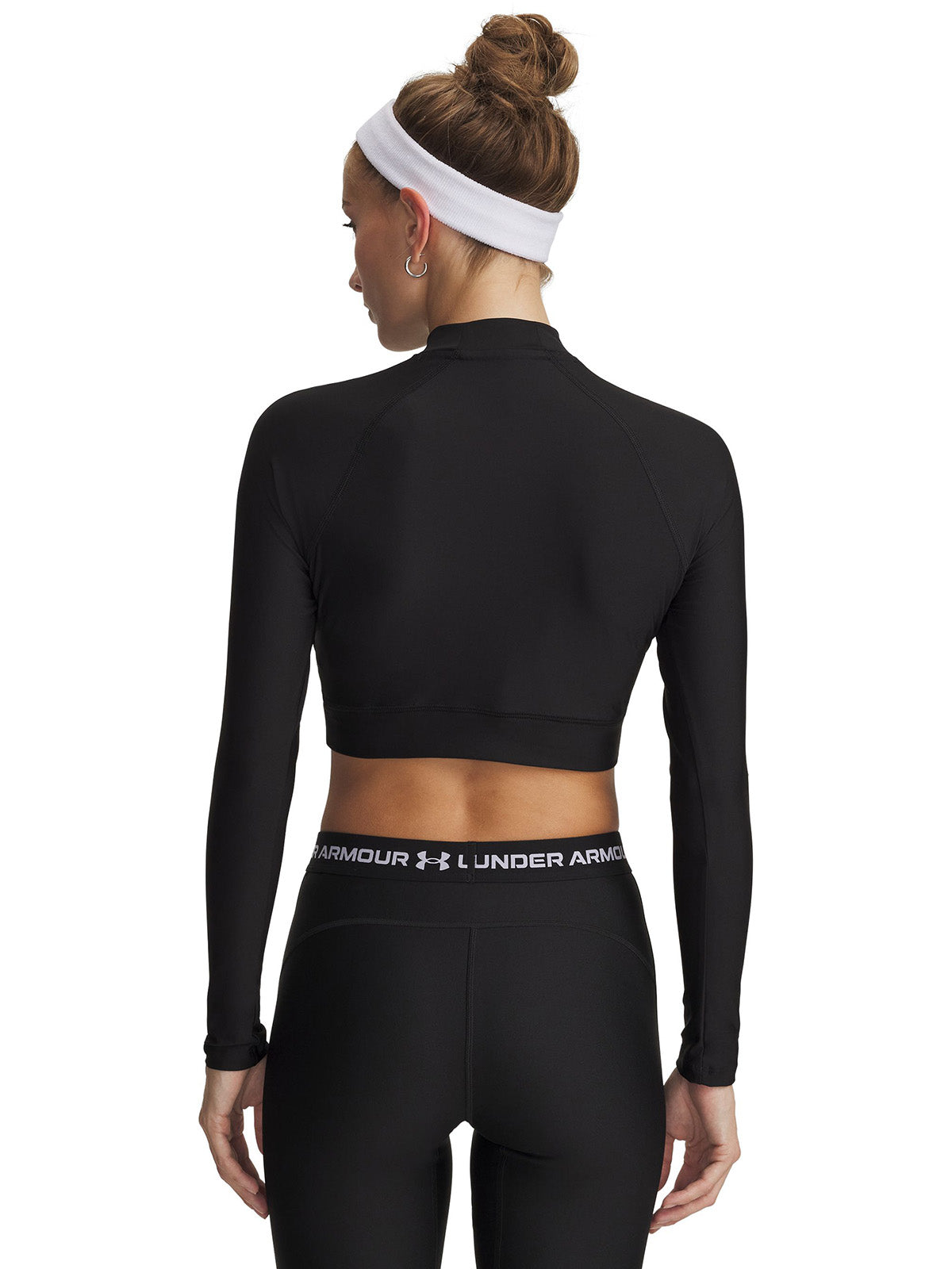 UA HeatGear Crop Mock LS Primera Capa Superior negro para mujer