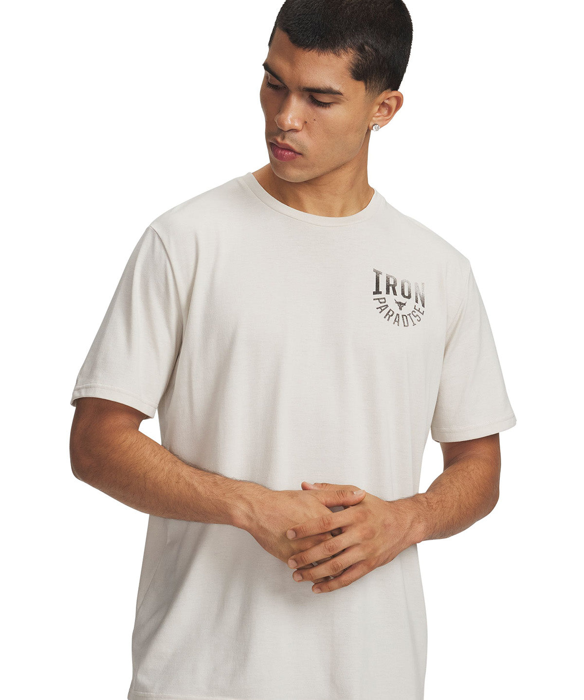 UA Project Rock Iron Paradise Polera manga corta blanco para hombre