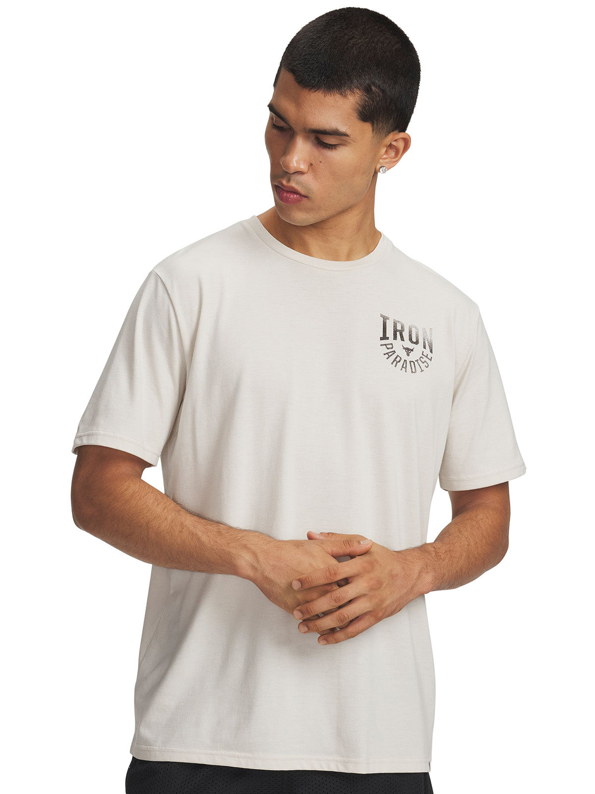 UA Project Rock Iron Paradise Polera manga corta blanco para hombre