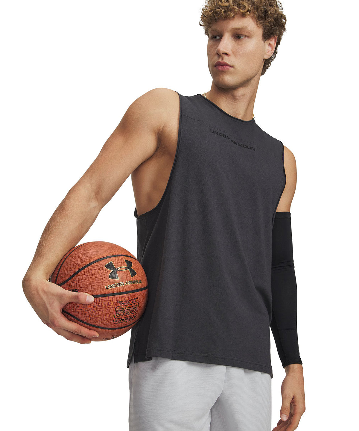 UA Hoops Training Tank Polera Sin Mangas gris para hombre