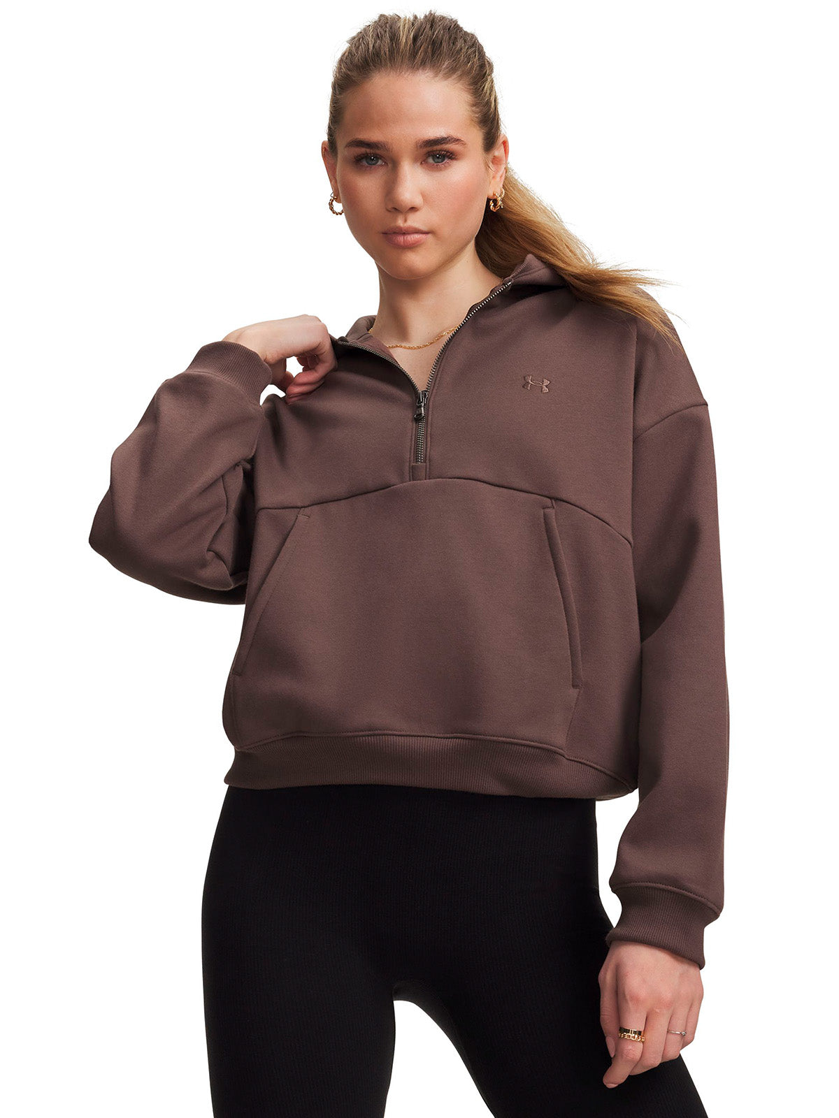 Poleron UA Icon Fleece  café para mujer