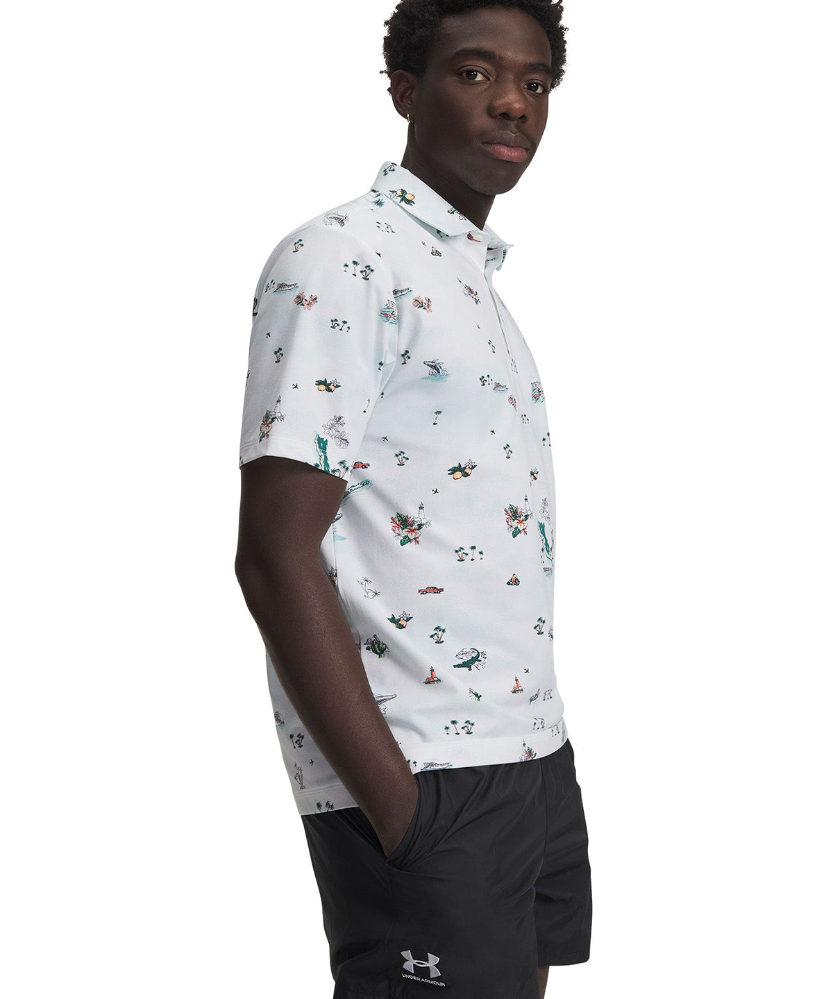 UA Drive Golf Trip Printed Polo Polera Manga Corta blanco para hombre
