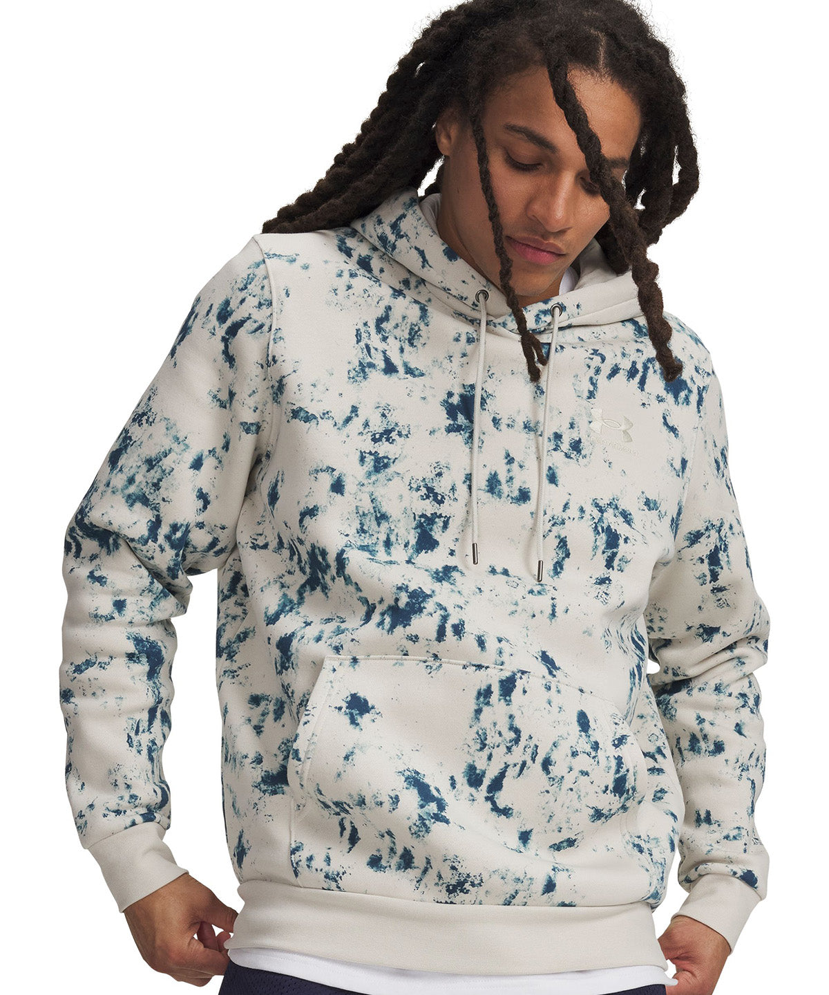 UA Icon Fleece Printed Hoodie Poleron blanco para hombre