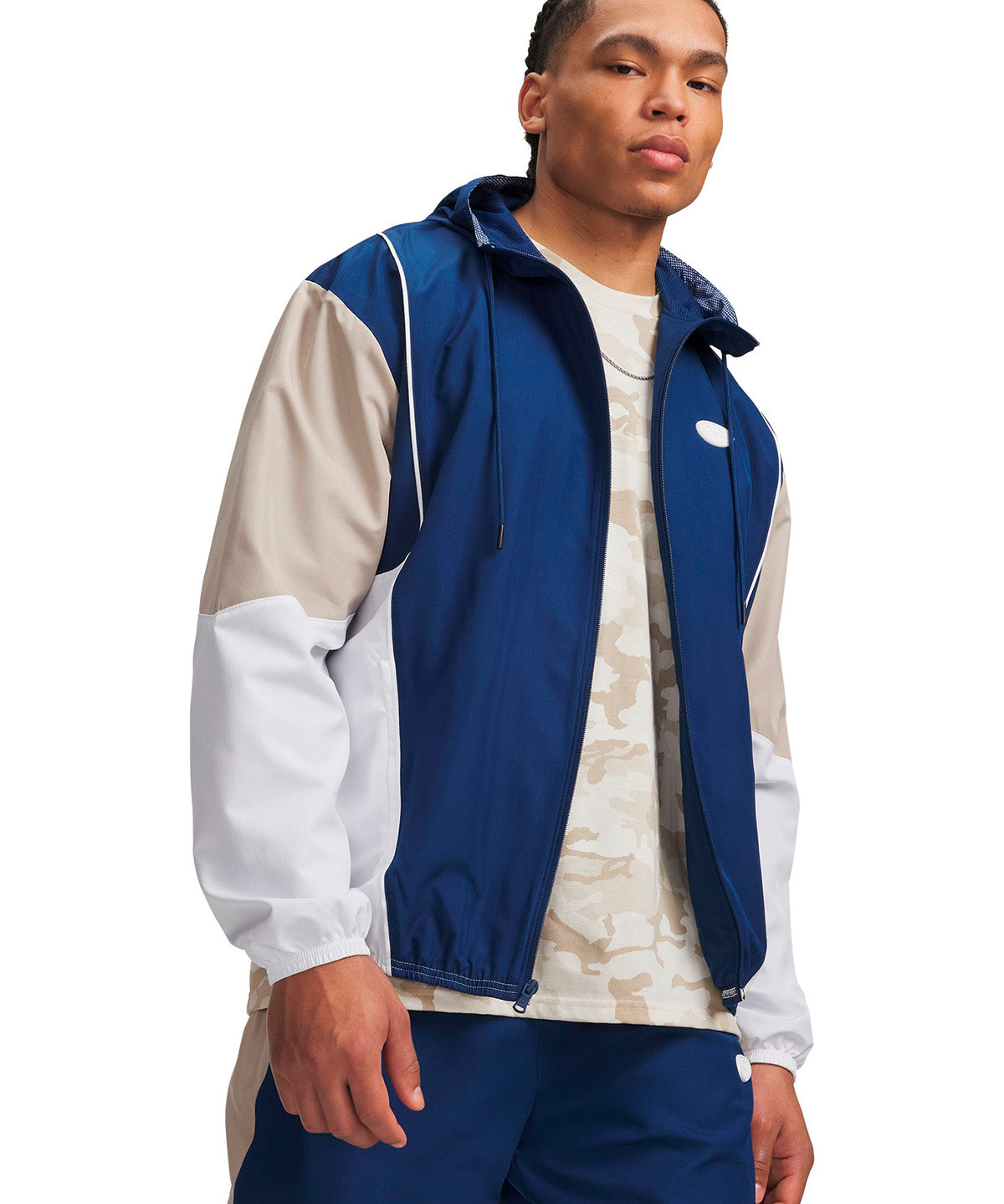 Chaqueta UA Rival Woven Colorblock azul marino para hombre