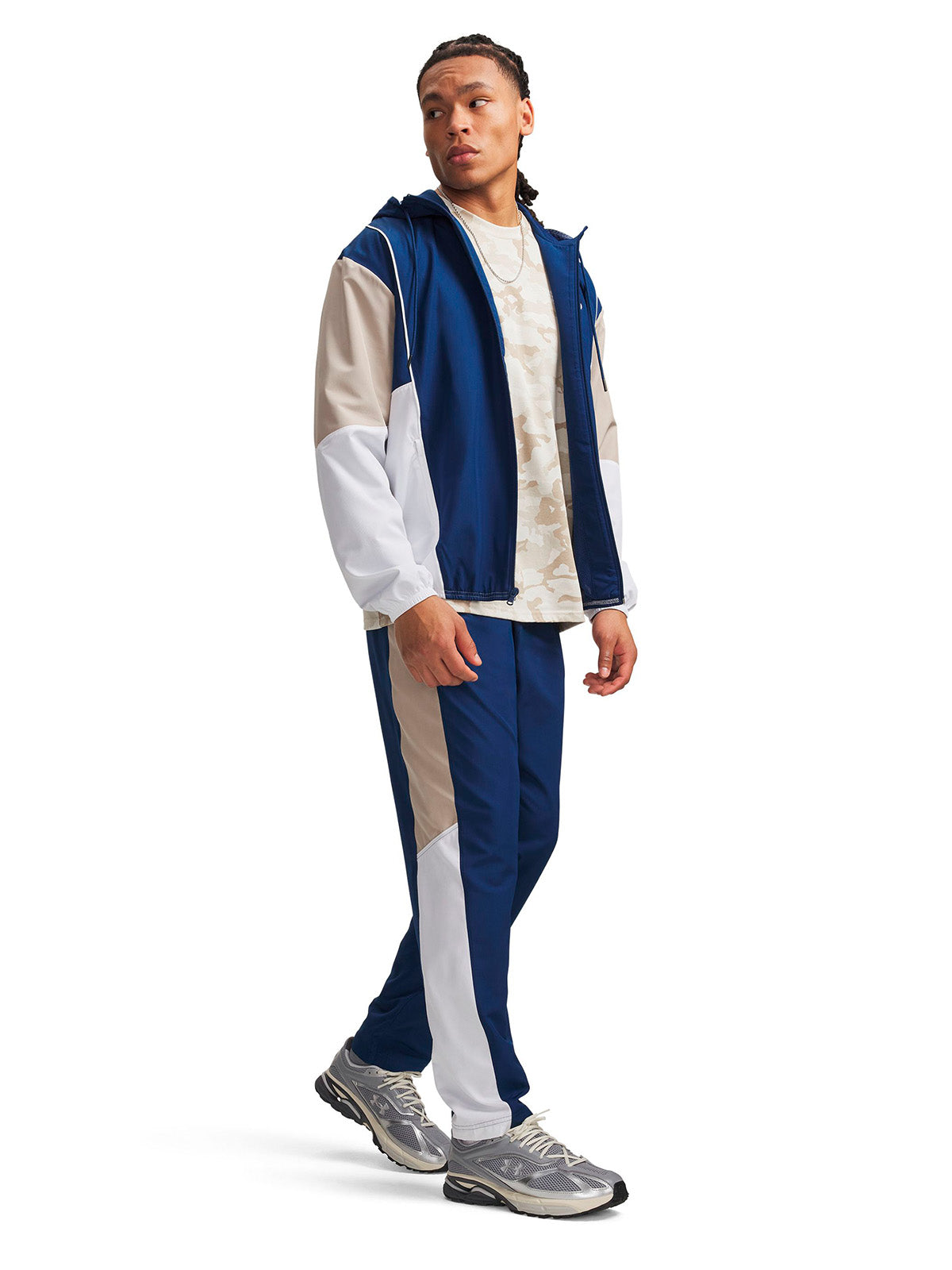 Pantalon UA Rival Woven Colorblock azul marino para hombre