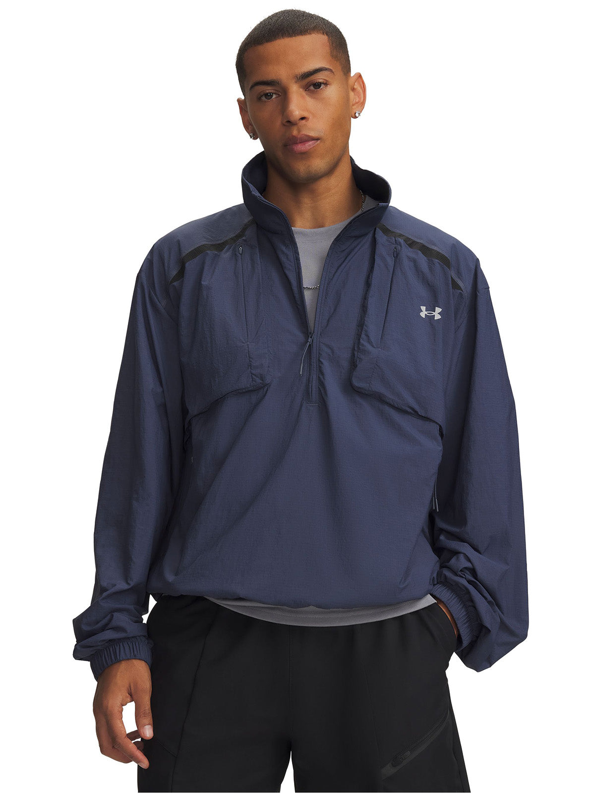 Poleron UA Unstoppable Woven ½ Zip gris para hombre