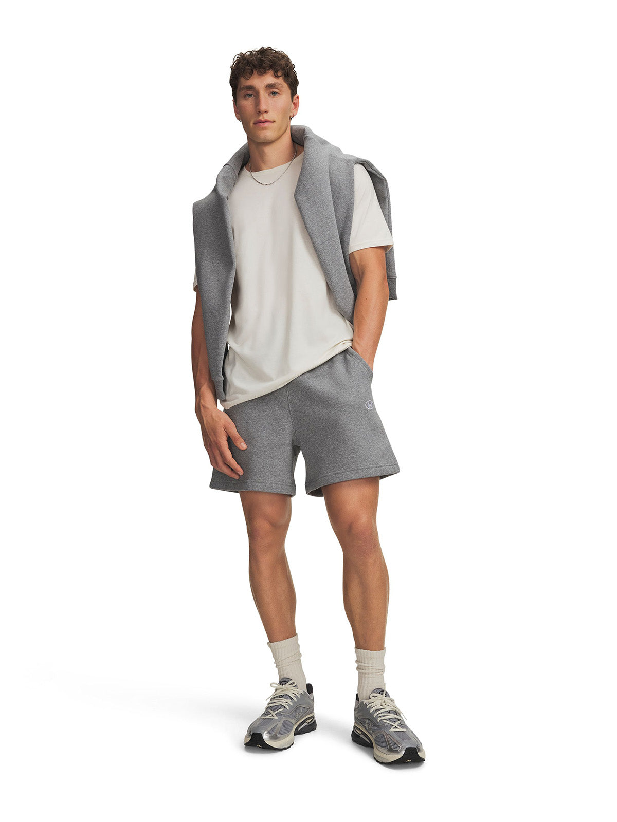 Short UA Rival Fleece gris para hombre