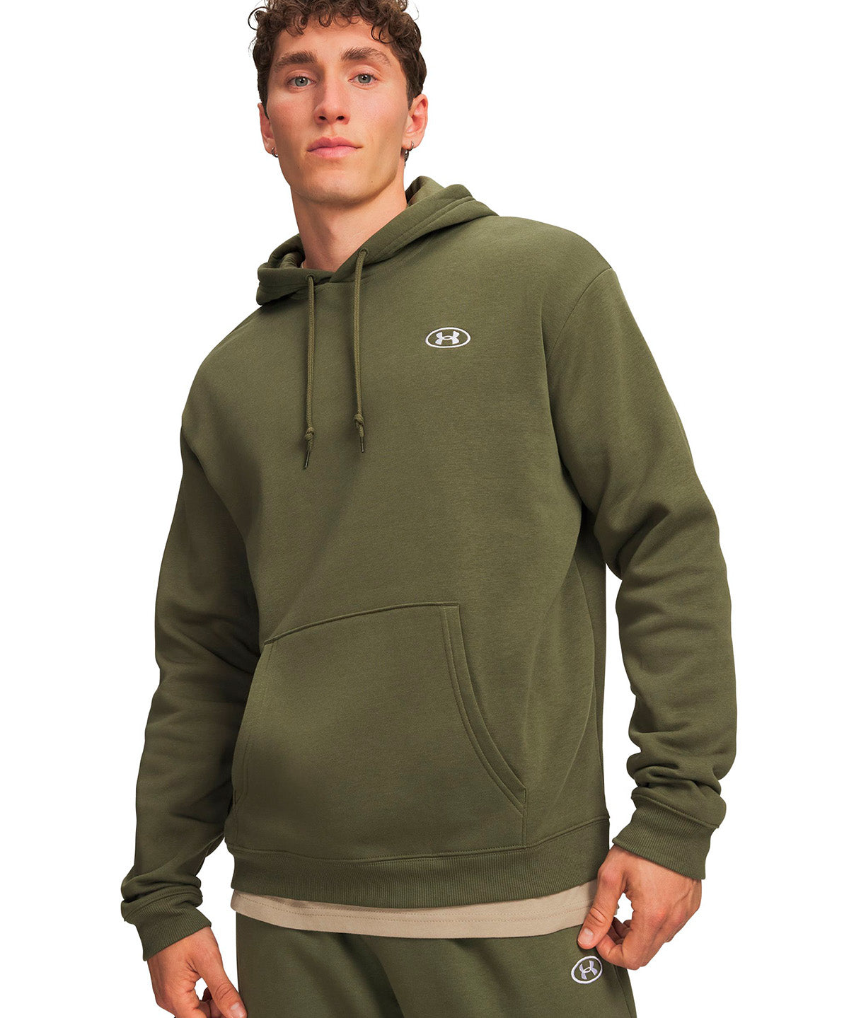 Poleron UA Rival Fleece verde para hombre