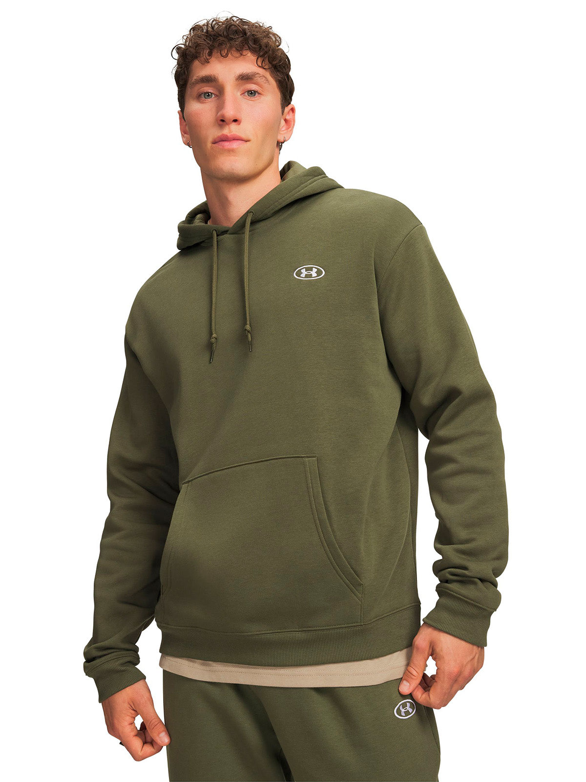 Poleron UA Rival Fleece verde para hombre