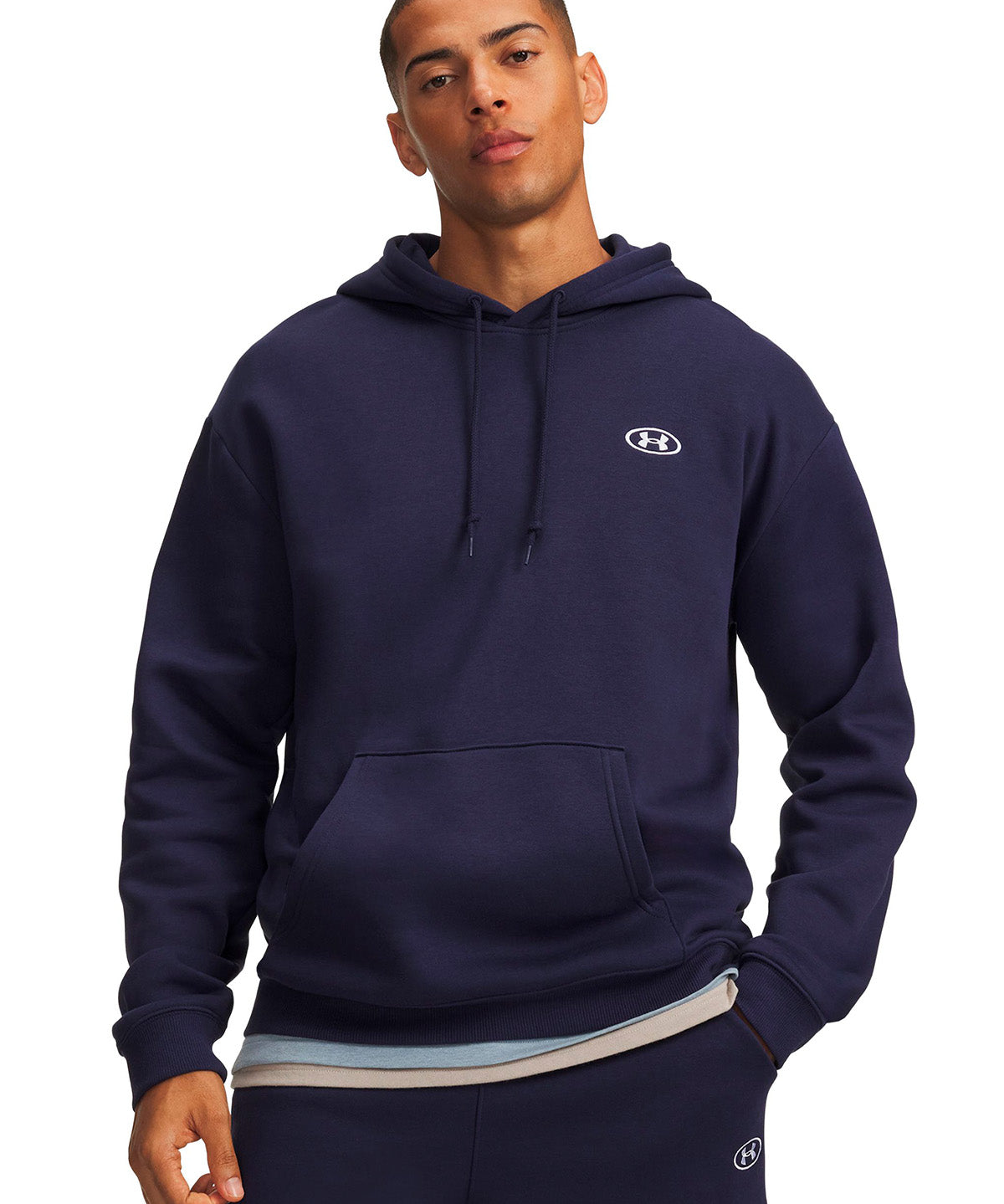 Poleron UA Rival Fleece azul marino para hombre