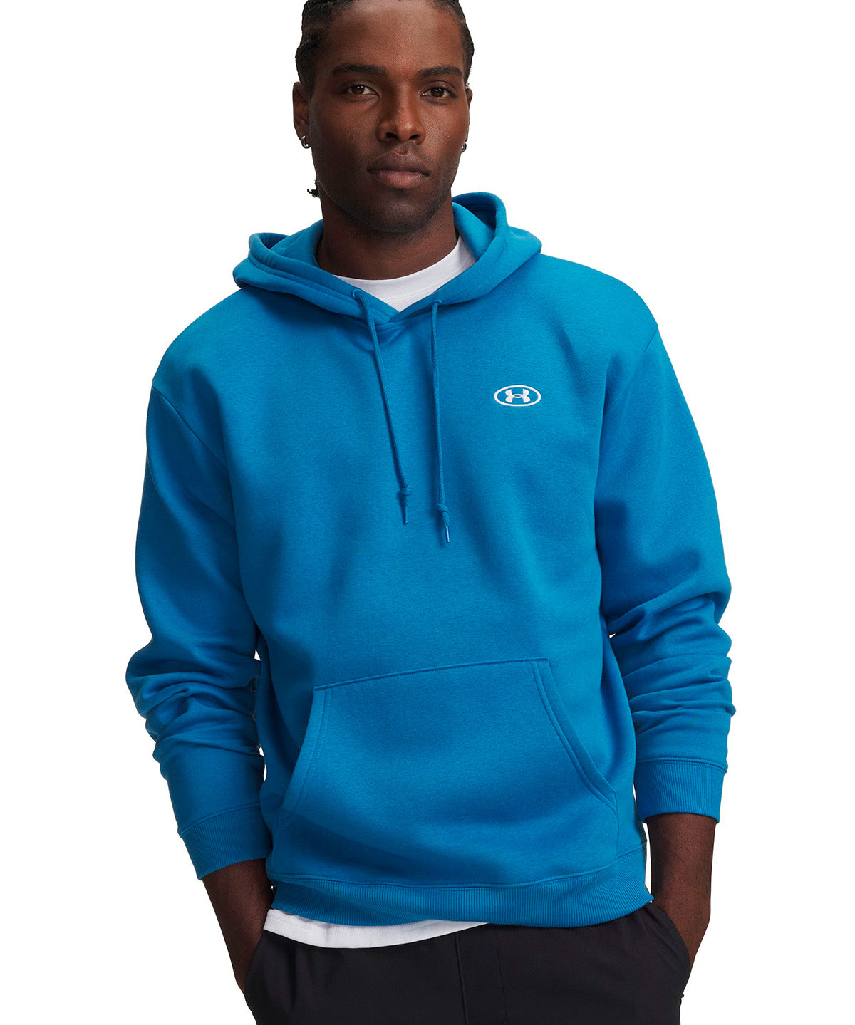 Poleron UA Rival Fleece azul para hombre