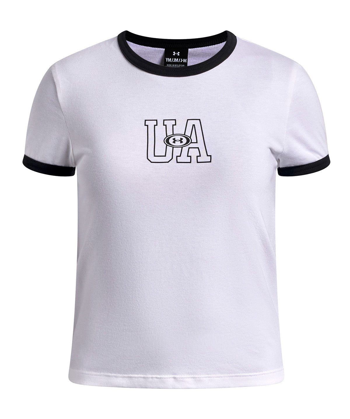 Polera manga corta UA Ringer blanca para niña