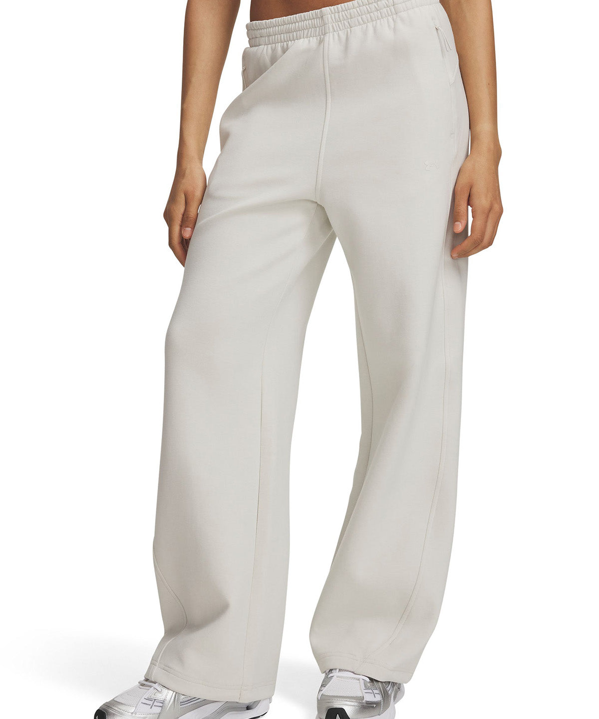Pantalon UA Unstoppable Fleece Open blanco para mujer