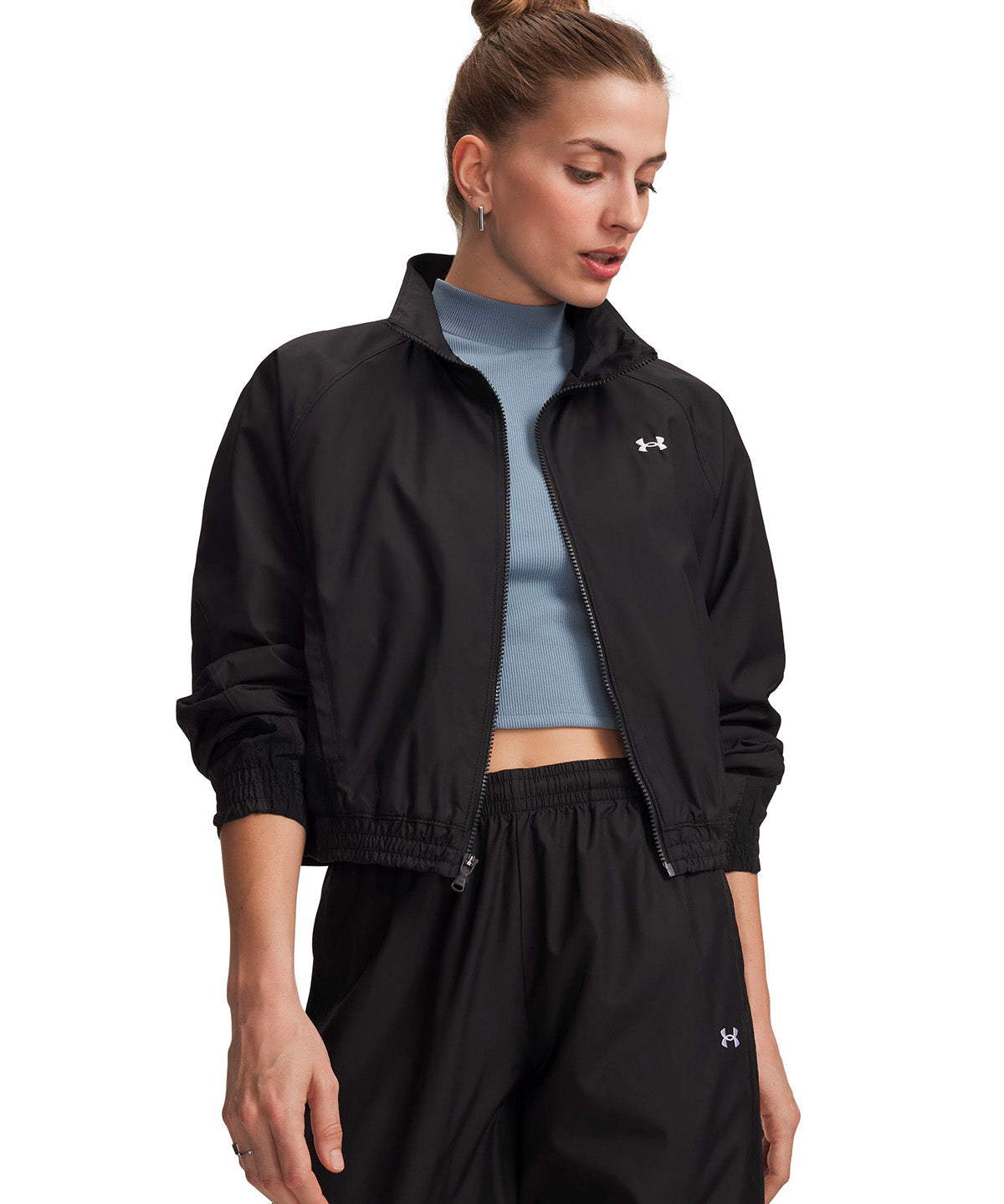 Chaqueta UA Icon Woven negra para mujer