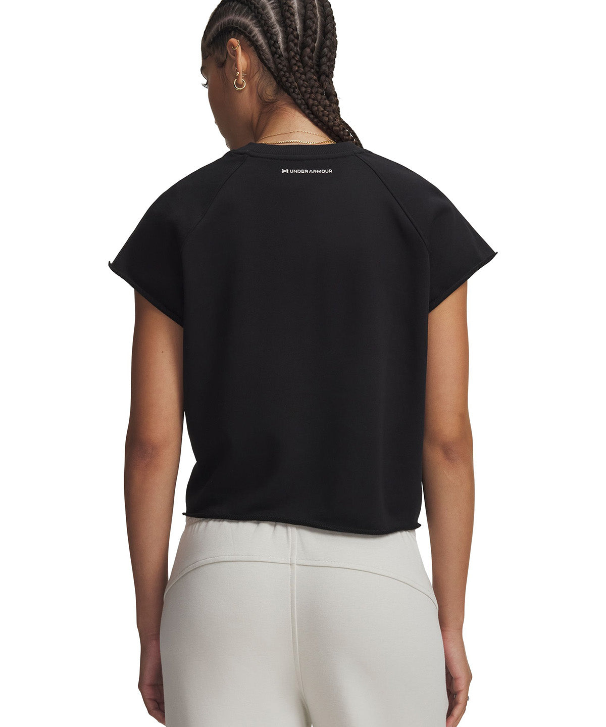 Polera manga corta UA Icon Cut Off negra para mujer