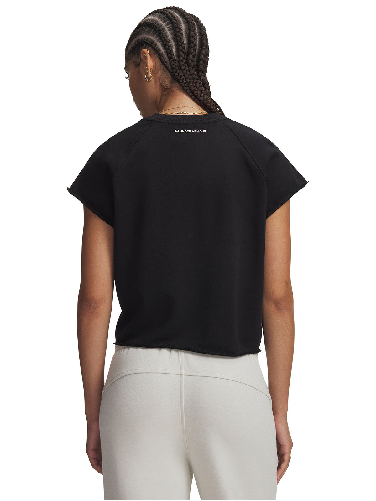 Polera manga corta UA Icon Cut Off negra para mujer