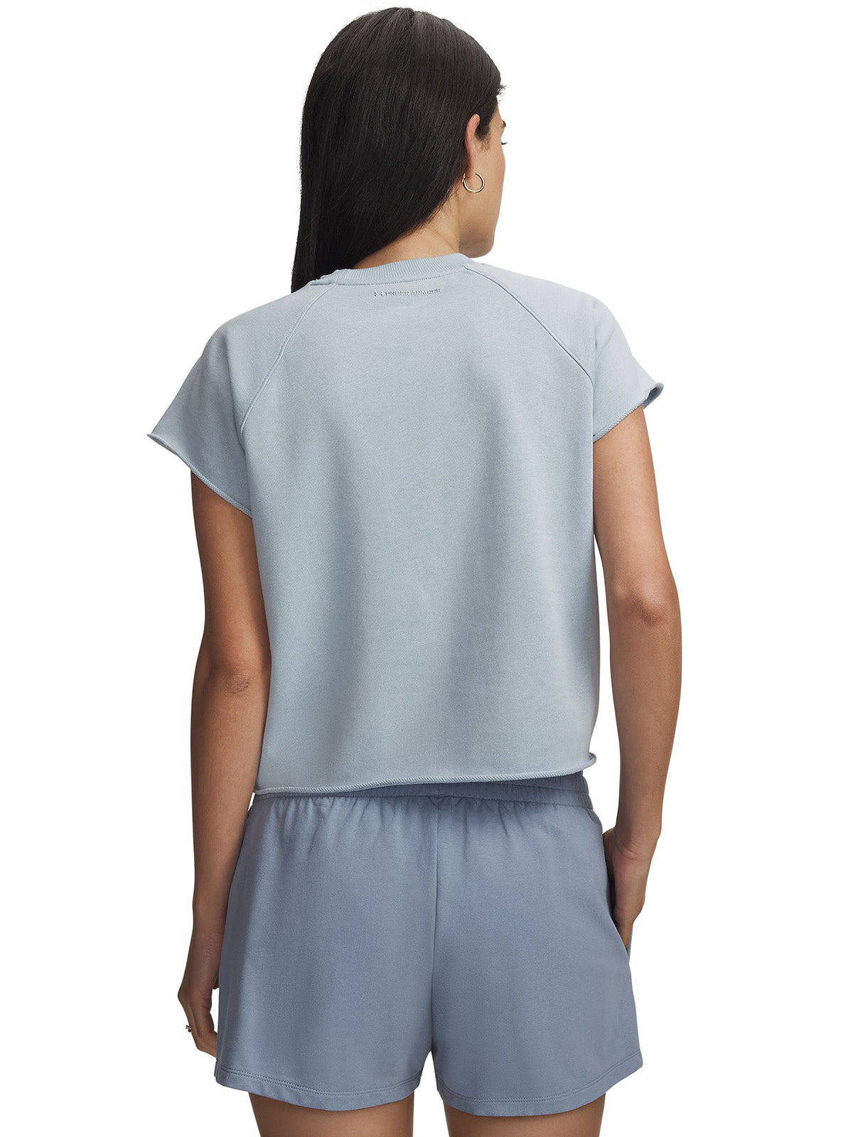 Polera manga corta UA Icon Cut Off gris para mujer