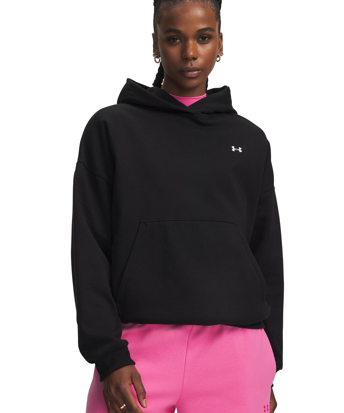 Poleron UA Icon Fleece negro para mujer