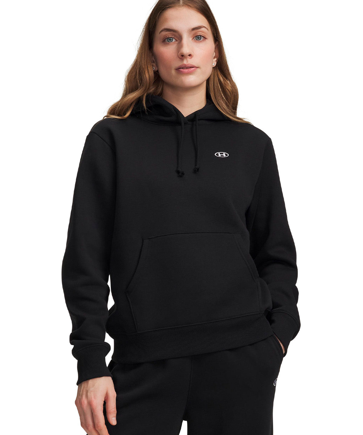 Poleron UA Rival Fleece negra para mujer