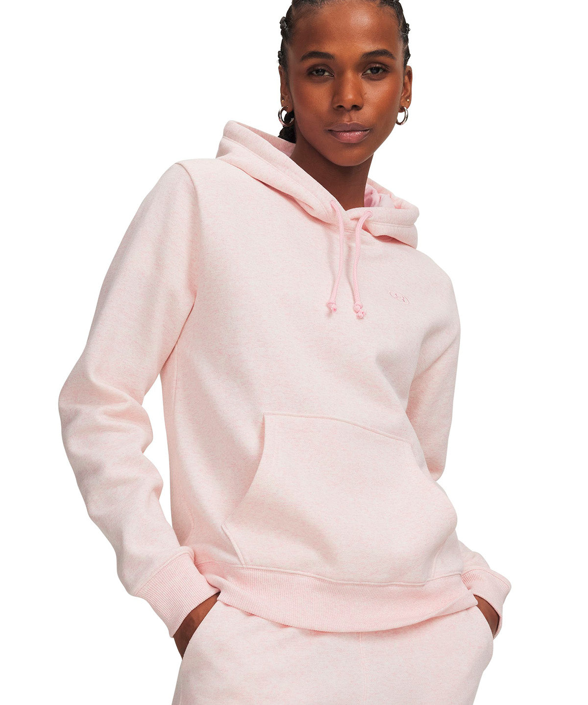 Poleron UA Rival Fleece rosada para mujer