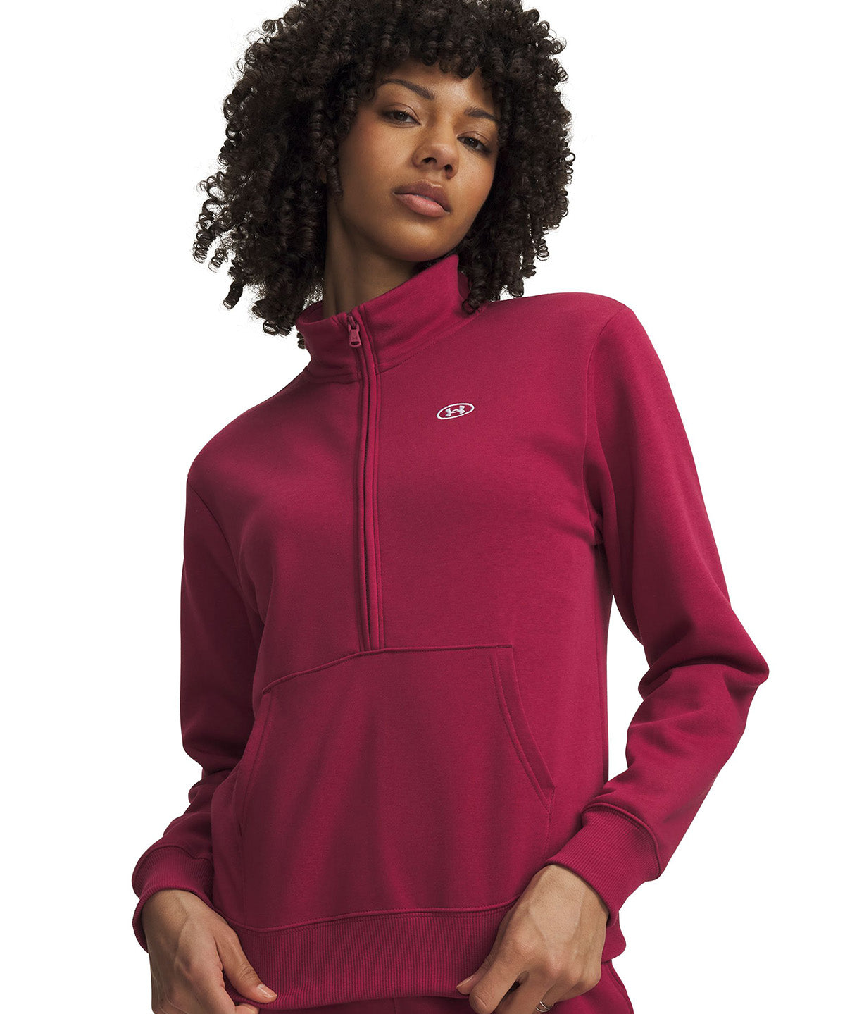 Poleron UA Rival Fleece ½ Zip rojo para mujer