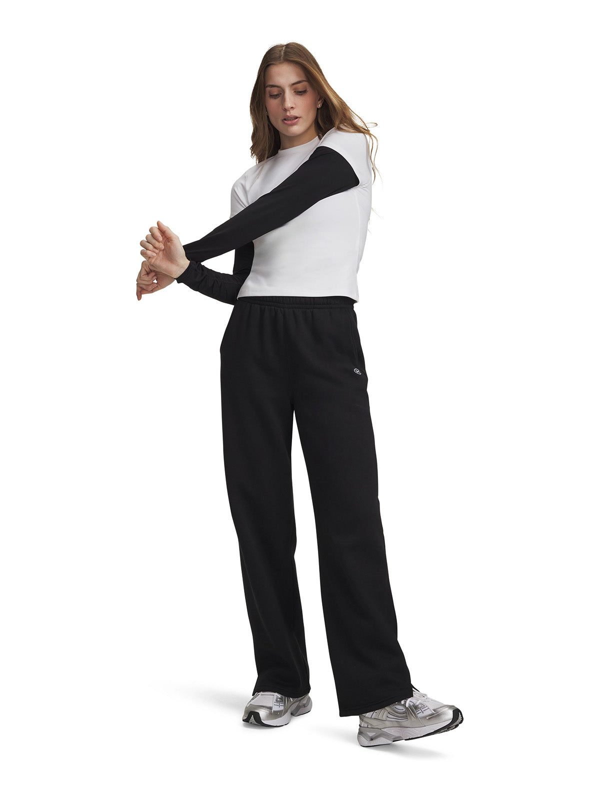Pantalon UA Rival Fleece Straight negro para mujer