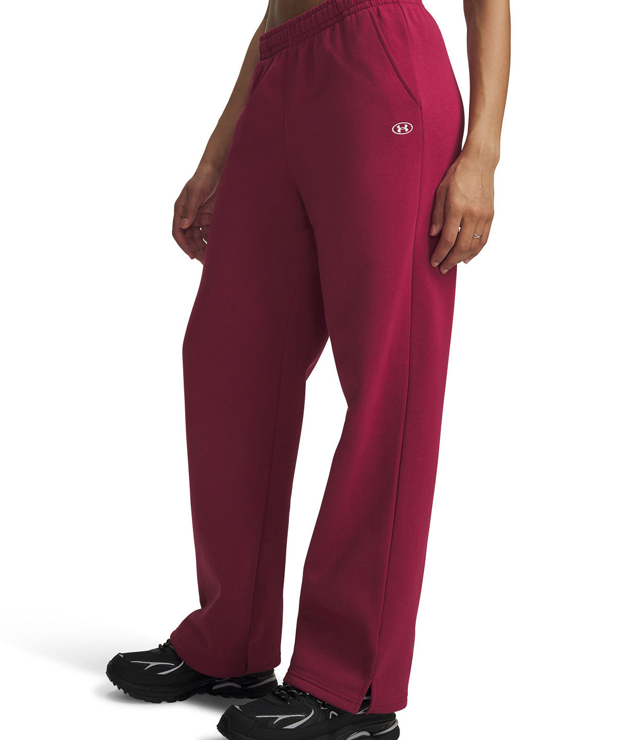 Pantalon UA Rival Fleece Straight rojo para mujer
