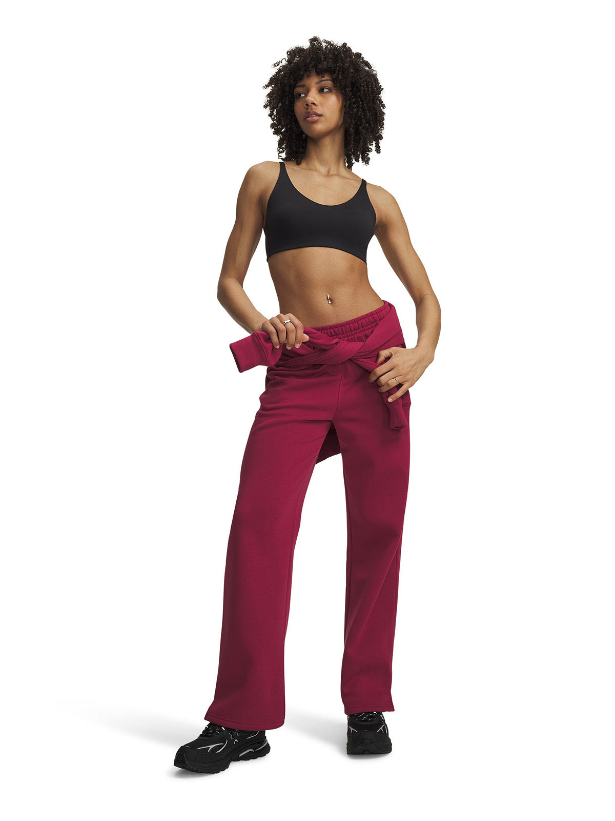 Pantalon UA Rival Fleece Straight rojo para mujer