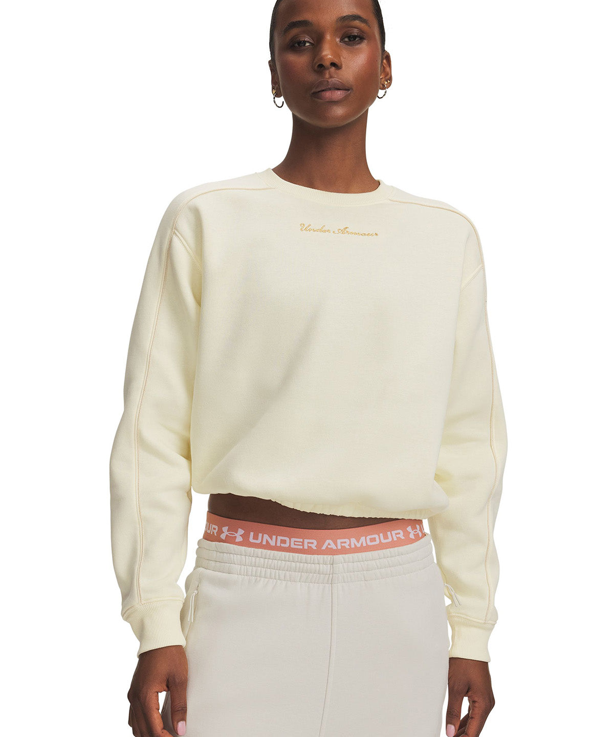 Poleron UA Rival Shimmer blanco para mujer