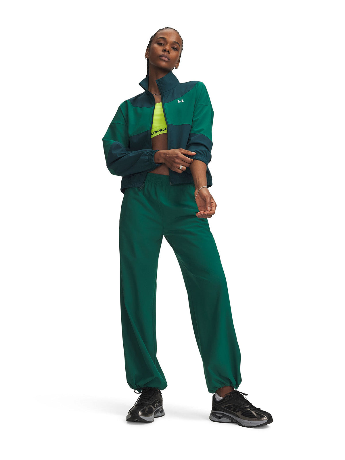 Pantalon UA Rival Woven verde para mujer