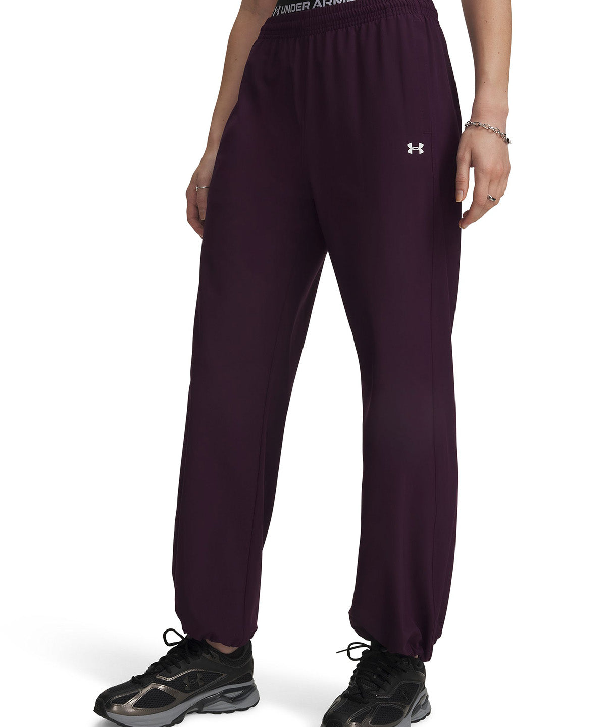 Pantalon UA Rival Woven morado para mujer