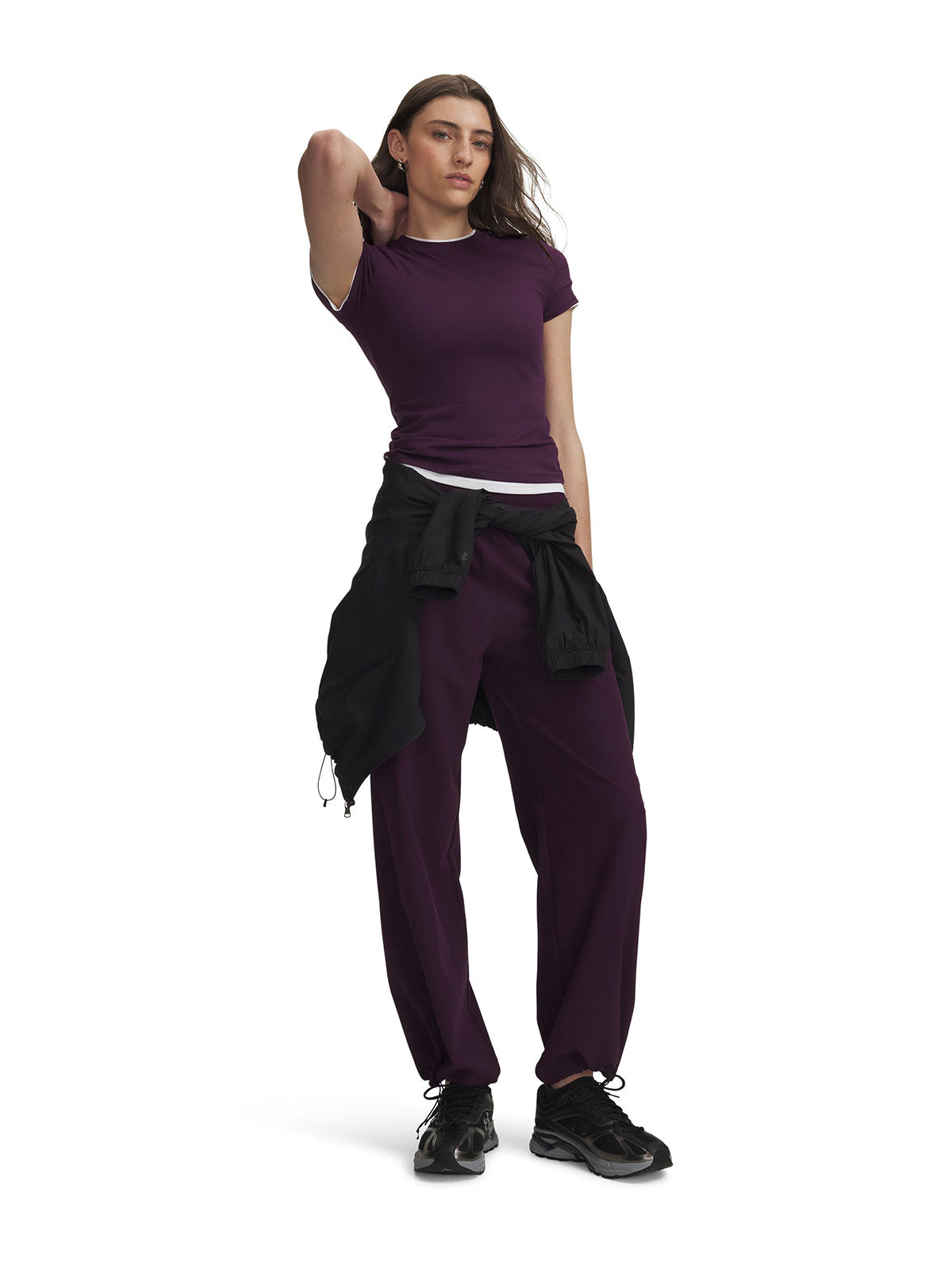Pantalon UA Rival Woven morado para mujer