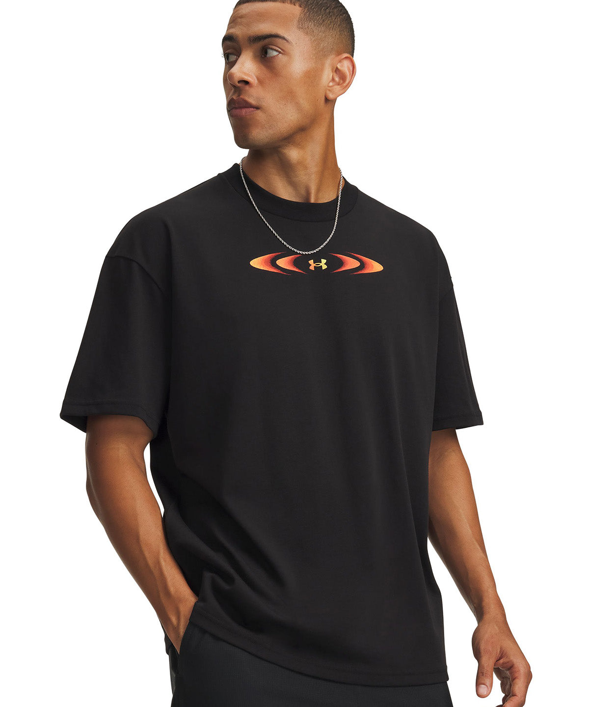 Polera manga corta UA Heavyweight Echo Jet negra para hombre