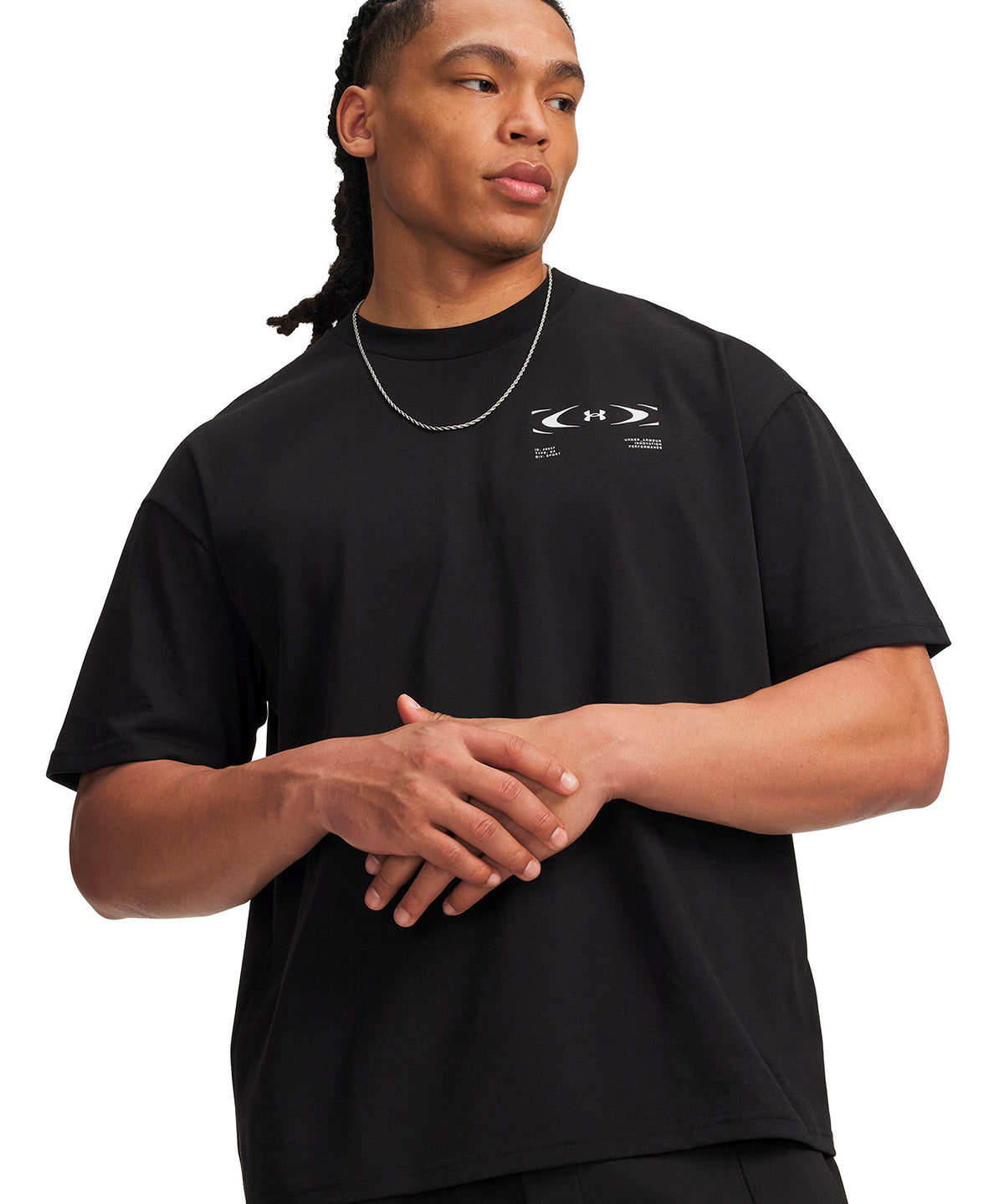 Polera manga corta UA Heavyweight Echo Logo negro para hombre