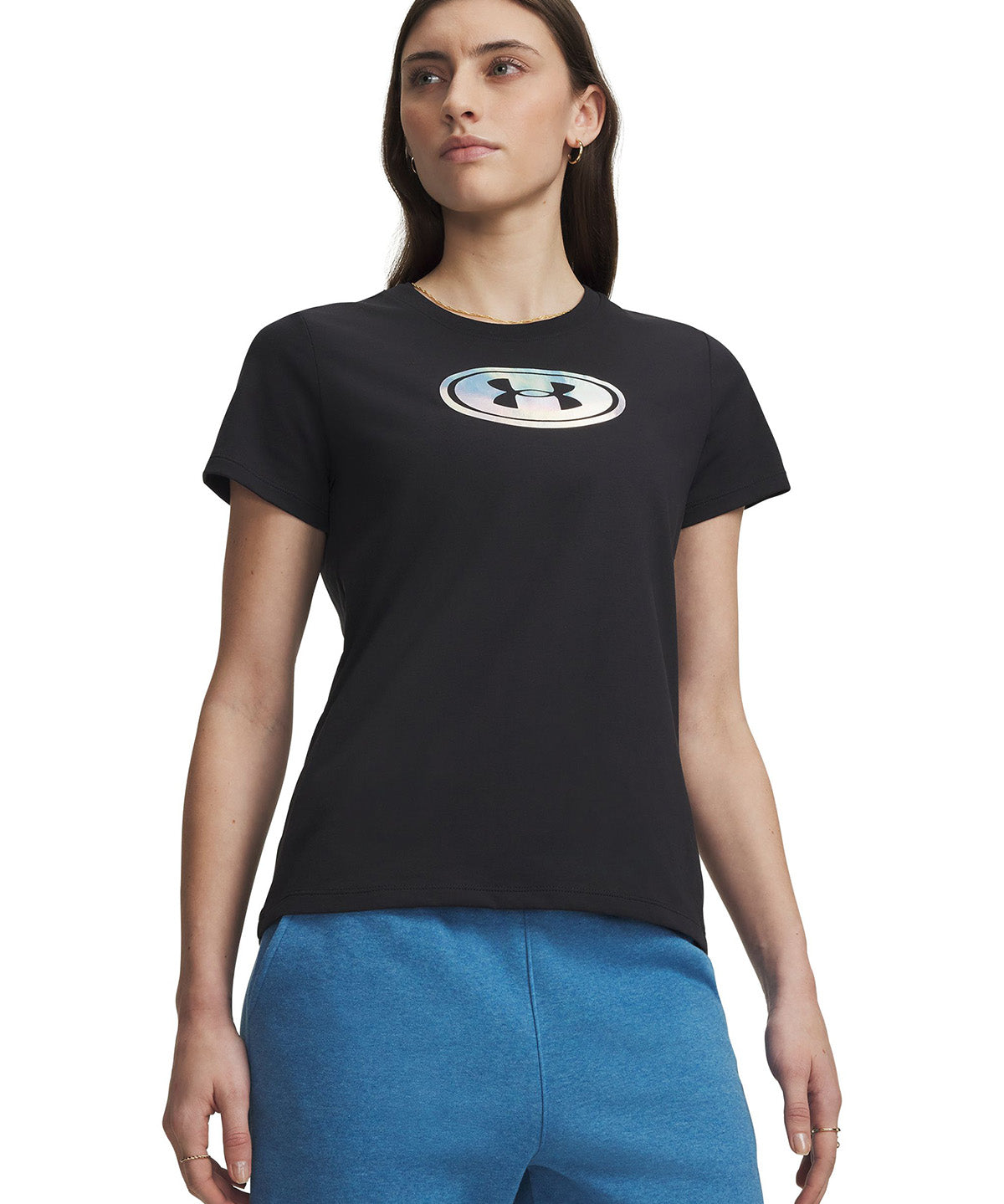 Polera manga corta UA W Rival Shimmer negra para mujer